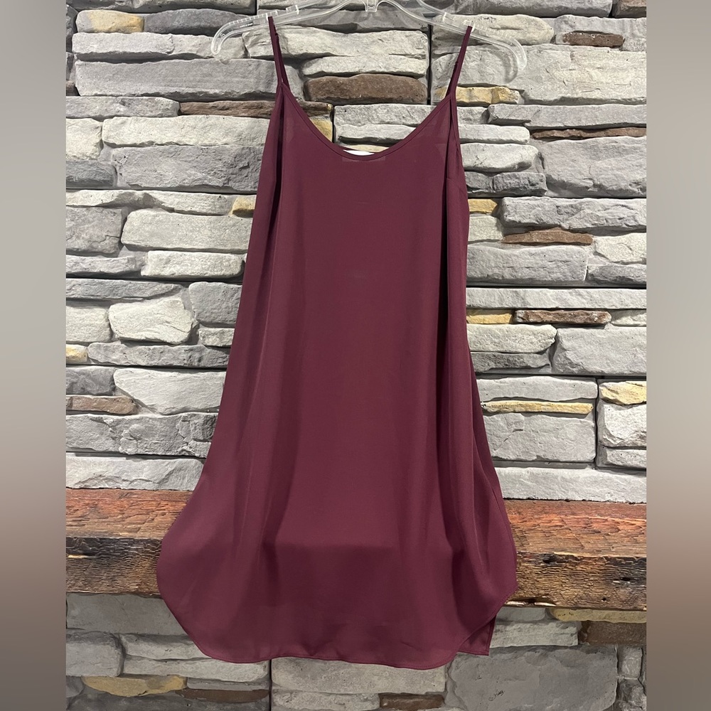 Reiss Maroon Spaghetti-Strap Mini Dress